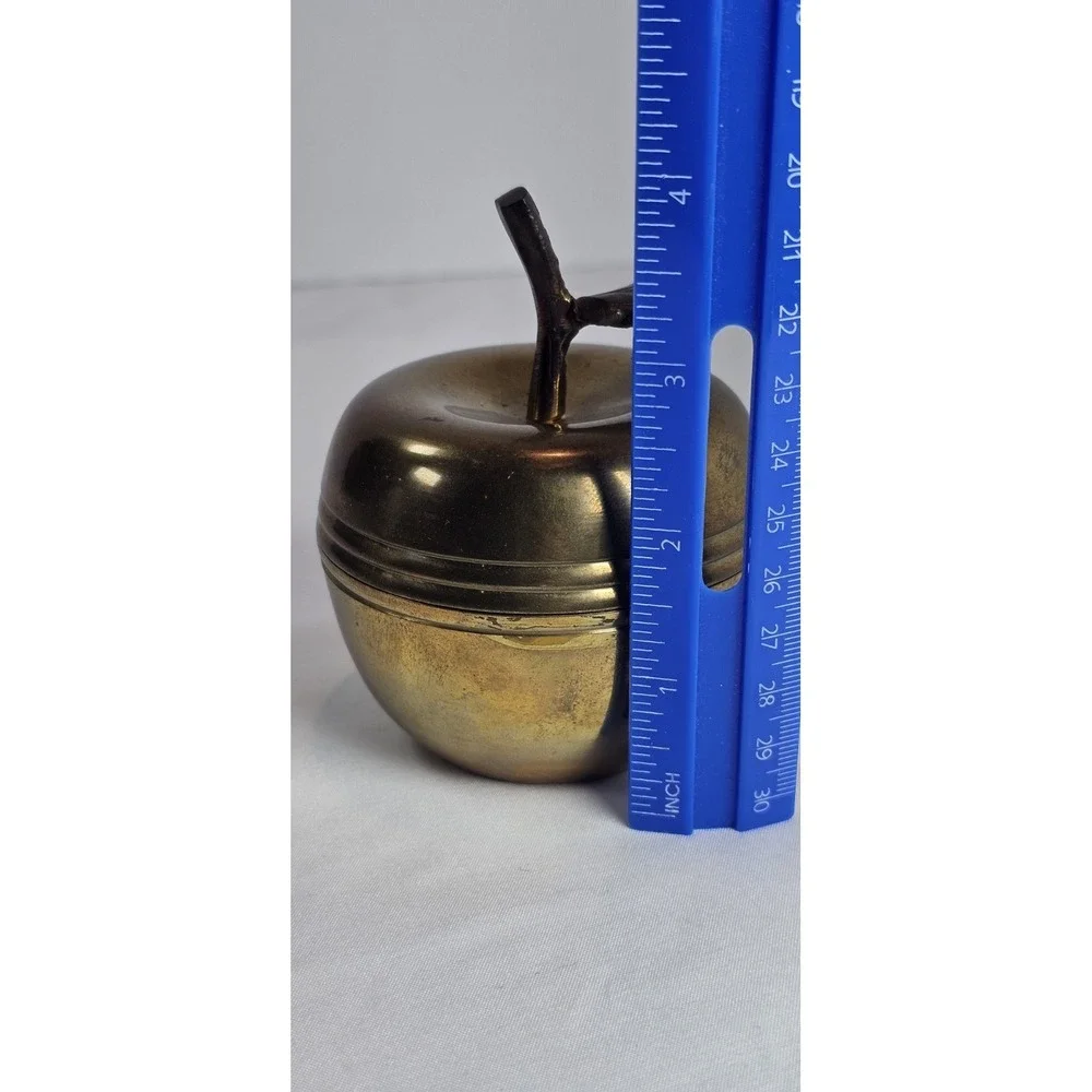 Vintage Mid Century MCM Brass Apple‎ Tricket Box/ Mini Apple Figure Knick Knack